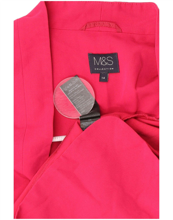 Marks & Spencer Womens Open Blazer Jacket UK 14 Medium Pink Polyester