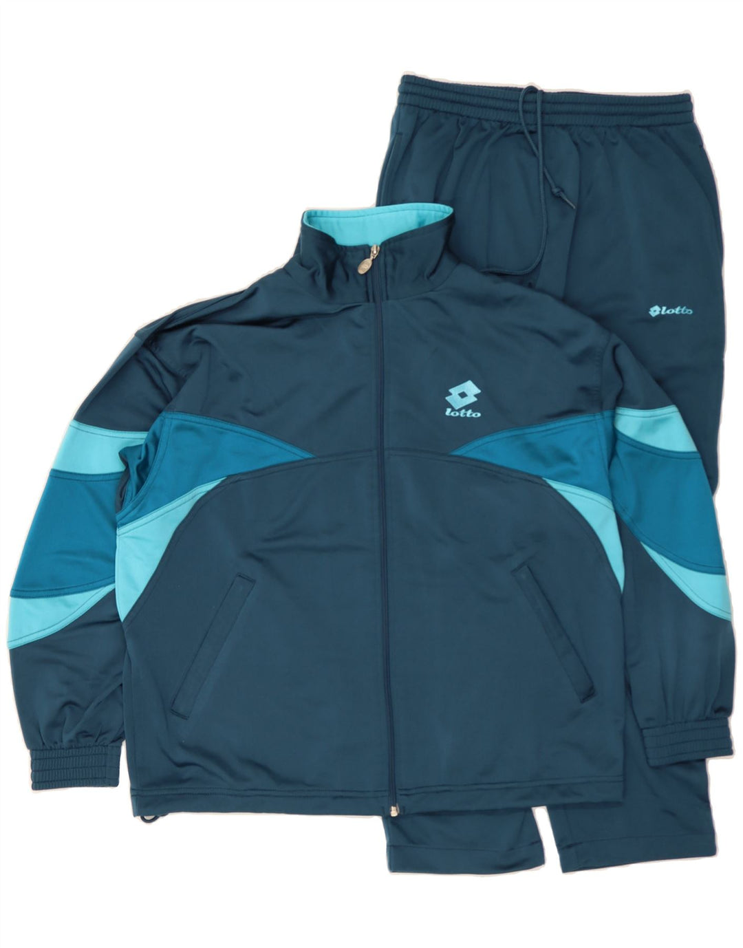 LOTTO Womens Oversized Full Tracksuit UK 14 Large  Blue Colourblock Vintage Lotto and Second-Hand Lotto from Messina Hembry 
