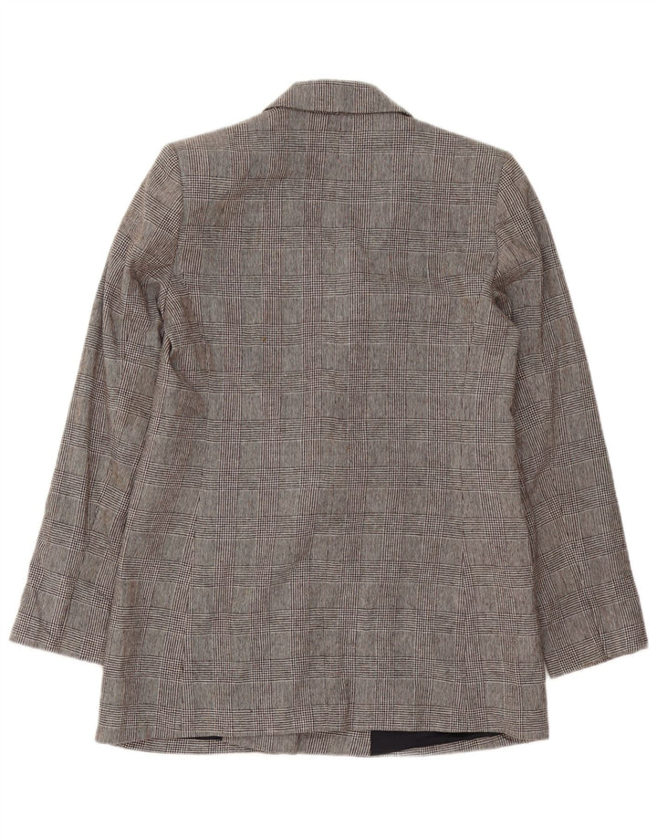 ZARA Womens Double Breasted Blazer Jacket UK 14 Medium Grey Houndstooth