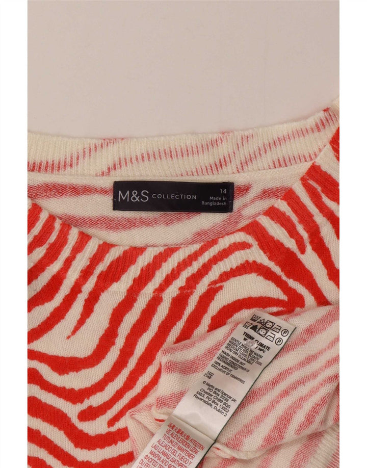 Marks & Spencer Womens Boat Neck Jumper Sweater UK 14 Medium Red