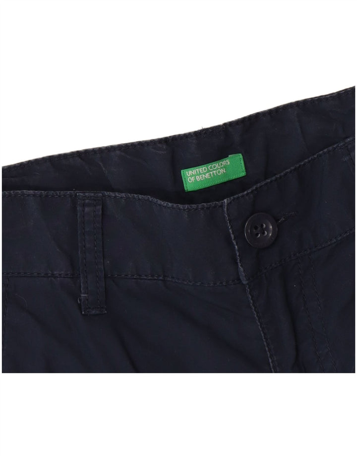 Benetton Mens Chino Shorts W30 Medium Navy Blue