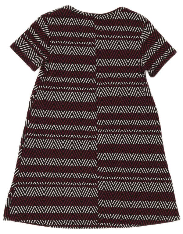 Zara Womens Short Sleeves Jumper Dress UK 10 Small Burgundy Chevron