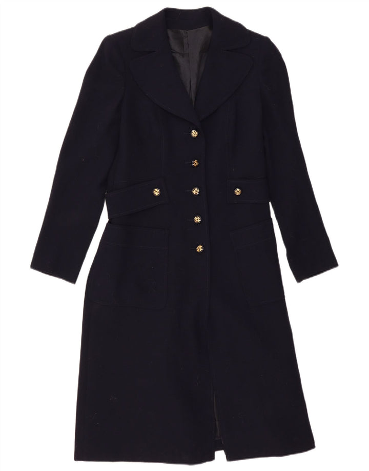 Vintage Womens Overcoat UK 10 Small Navy Blue