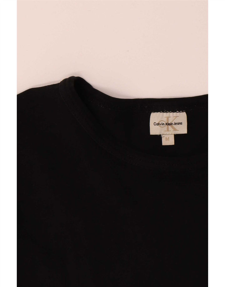 Calvin Klein Jeans Womens Top Long Sleeve UK 14 Medium Black Cotton