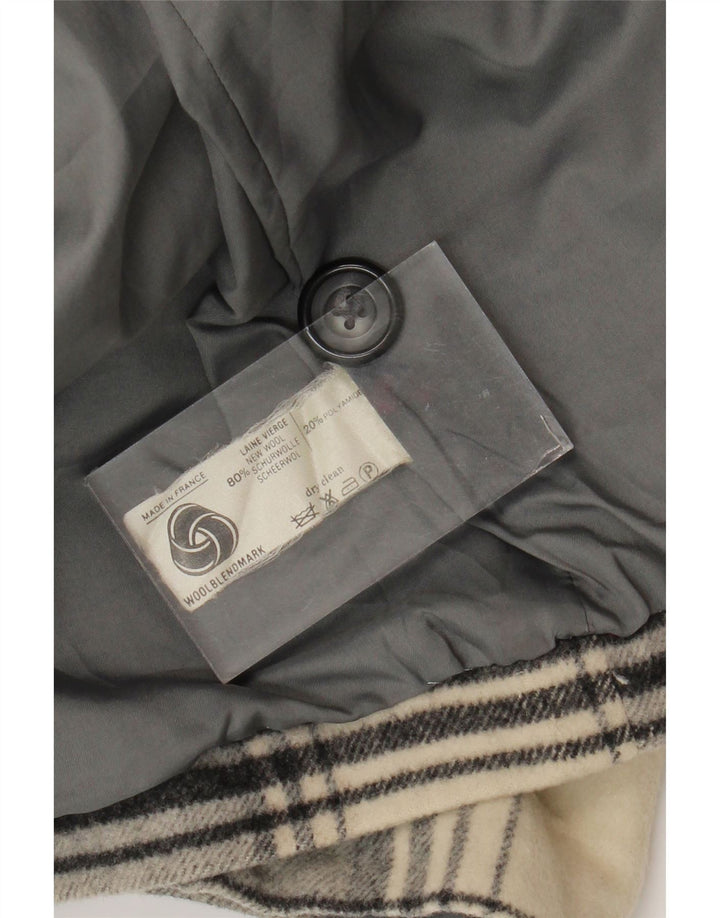Vintage Womens Overcoat UK 14 Medium Grey Check New Wool