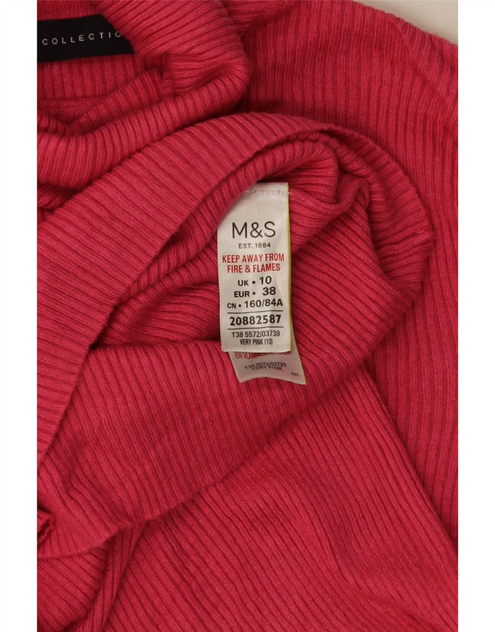 Marks & Spencer Womens Roll Neck Jumper Sweater UK 10 Small Pink Viscose