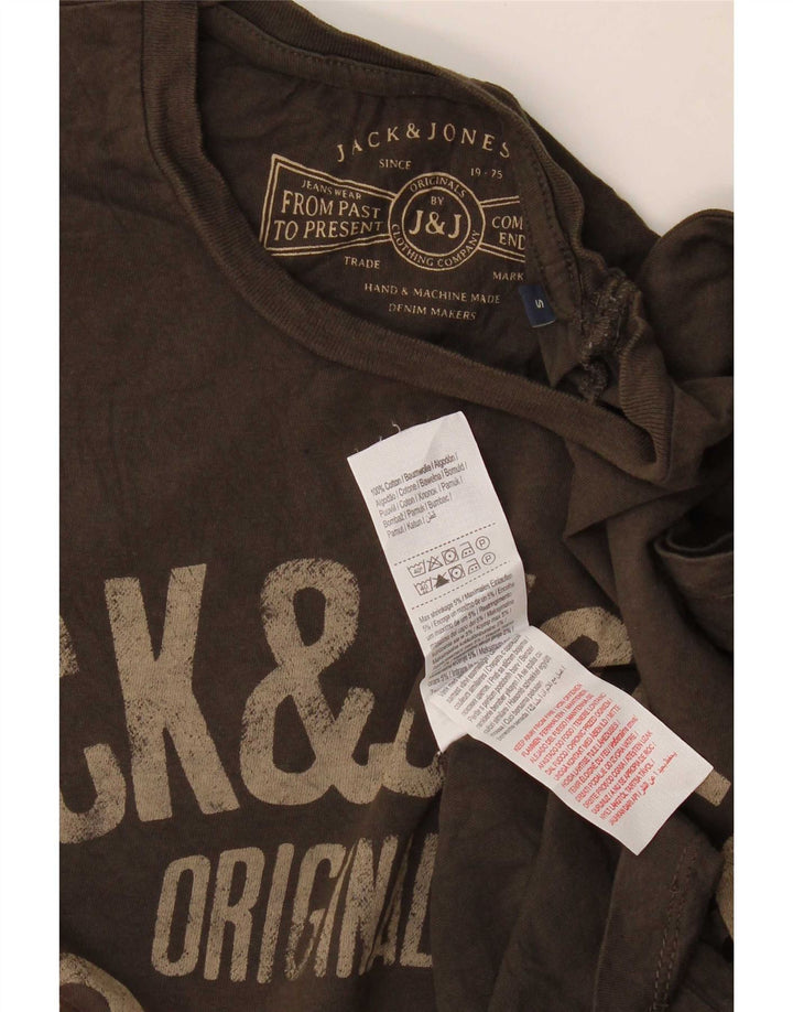 Jack & Jones Mens Graphic T-Shirt Top Small Khaki Cotton