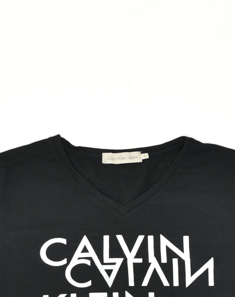 CALVIN KLEIN Mens Graphic T-Shirt Top Small Black Cotton | Vintage Calvin Klein | Thrift | Second-Hand Calvin Klein | Used Clothing | Messina Hembry 