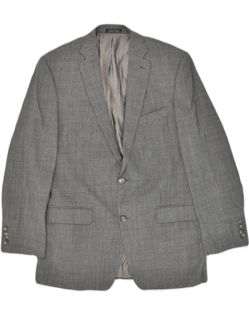 CALVIN KLEIN Mens Long 2 Button Blazer Jacket UK 42 XL Grey Houndstooth | Vintage Calvin Klein | Thrift | Second-Hand Calvin Klein | Used Clothing | Messina Hembry 