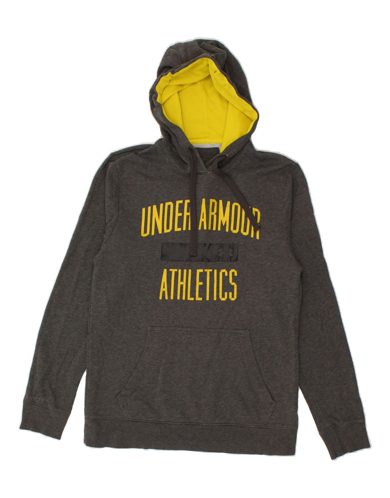 UNDER ARMOUR Mens Graphic Hoodie Jumper Small Grey Cotton Vintage Under Armour and Second-Hand Under Armour from Messina Hembry 