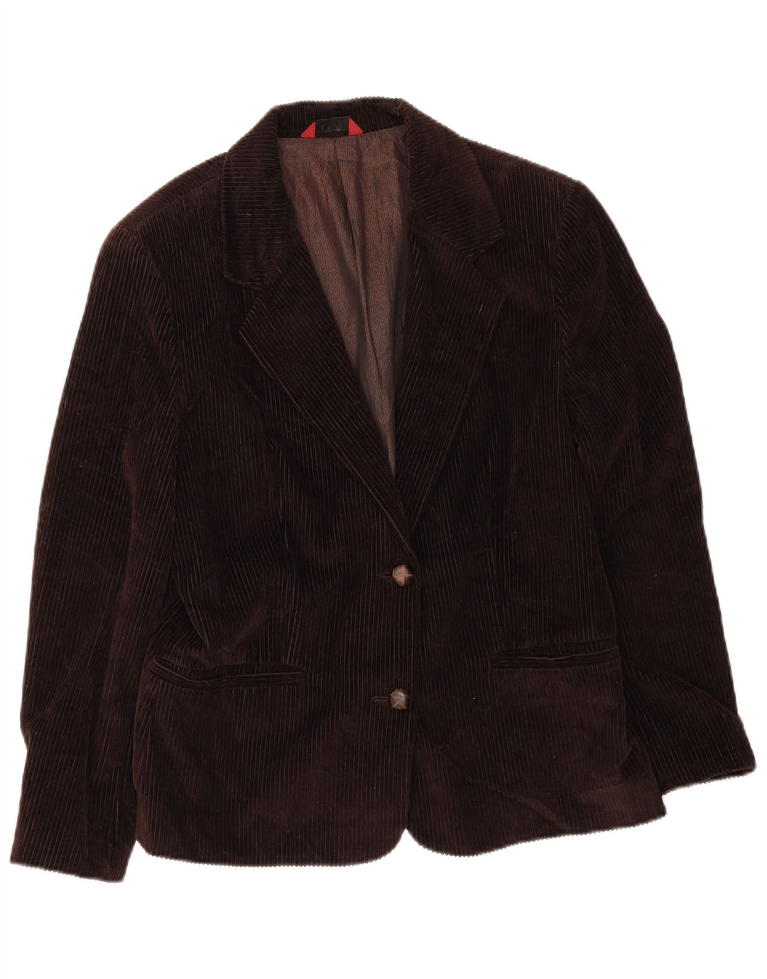 Sisley Womens 2 Button Corduroy Blazer Jacket UK 16 Large Brown Cotton