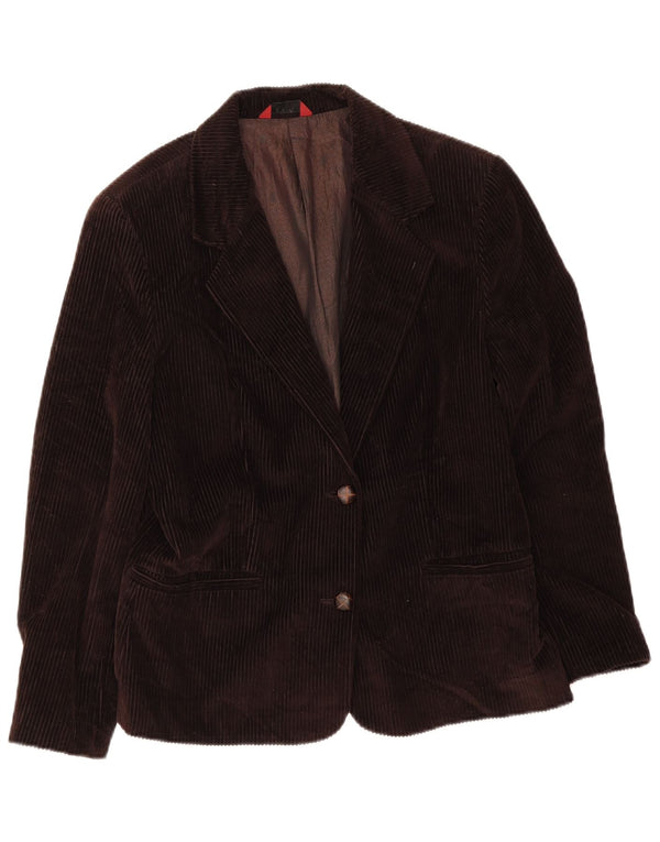 Sisley Womens 2 Button Corduroy Blazer Jacket UK 16 Large Brown Cotton