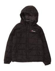 BERGHAUS Boys Hooded Padded Jacket 9-10 Years Black Polyamide