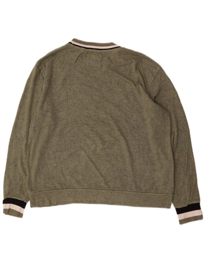 SUPERDRY Womens Crop Graphic Sweatshirt Jumper UK 14 Large Green Flecked