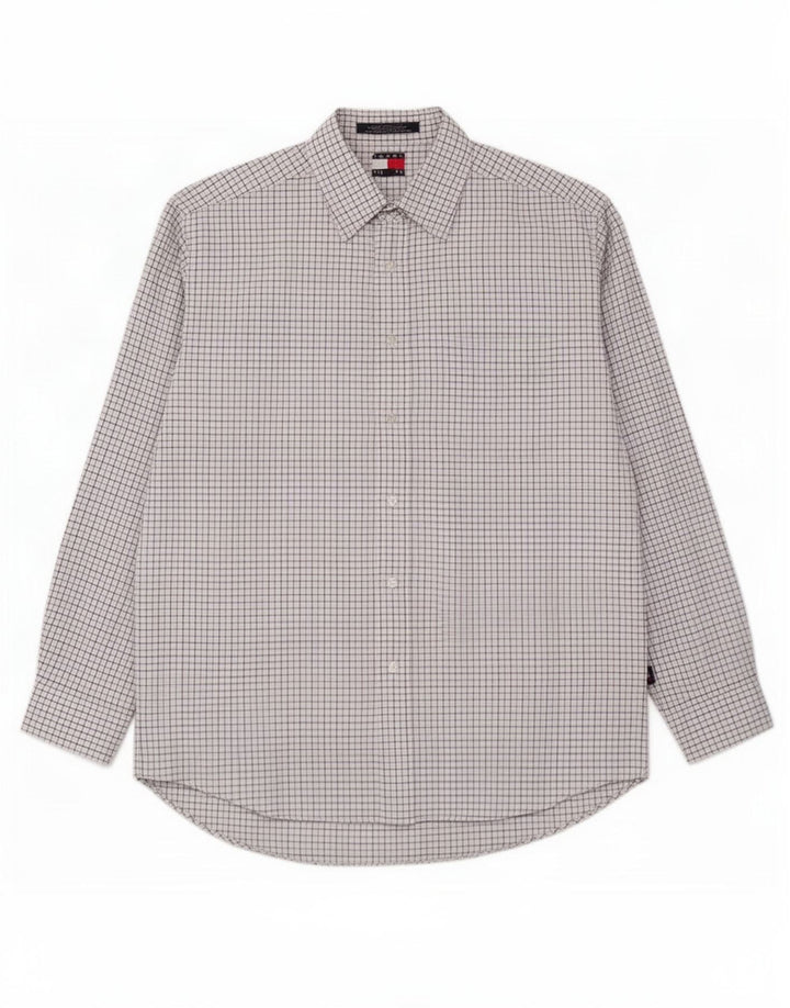 Tommy Hilfiger Mens Shirt Large White Check Cotton
