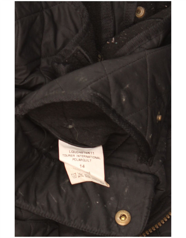 Barbour Womens Military Quilted Jacket UK 14 Large Black Polyester