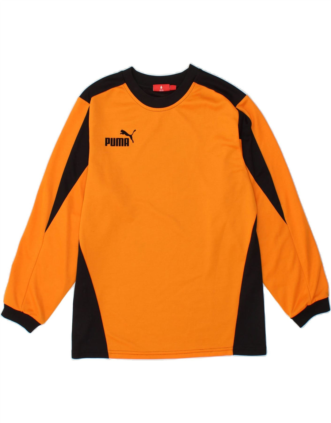 PUMA Boys Graphic Top Long Sleeve 11-12 Years Large Orange Colourblock Vintage Puma and Second-Hand Puma from Messina Hembry 