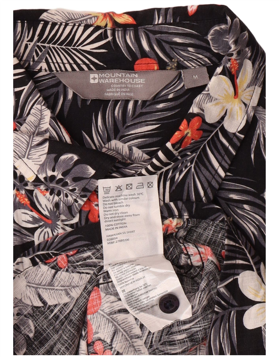 Mountain Warehouse Mens Short Sleeve Shirt Medium Black Floral Hawaiian