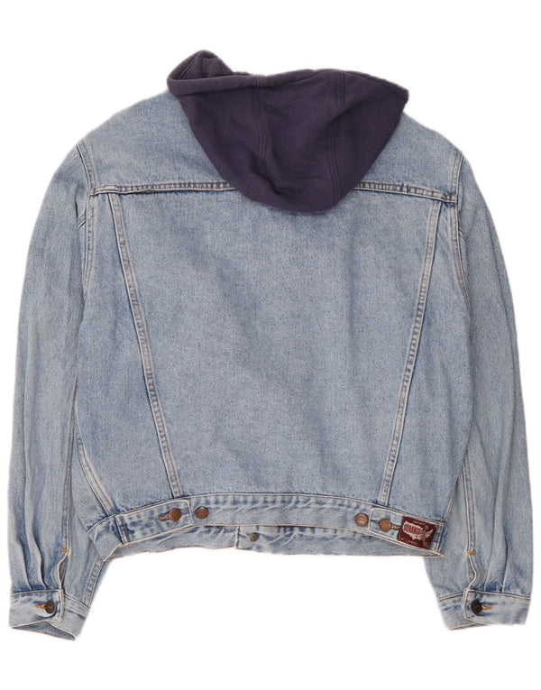 DURANGO Mens Hooded Denim Jacket UK 40 Large Blue Colourblock Cotton
