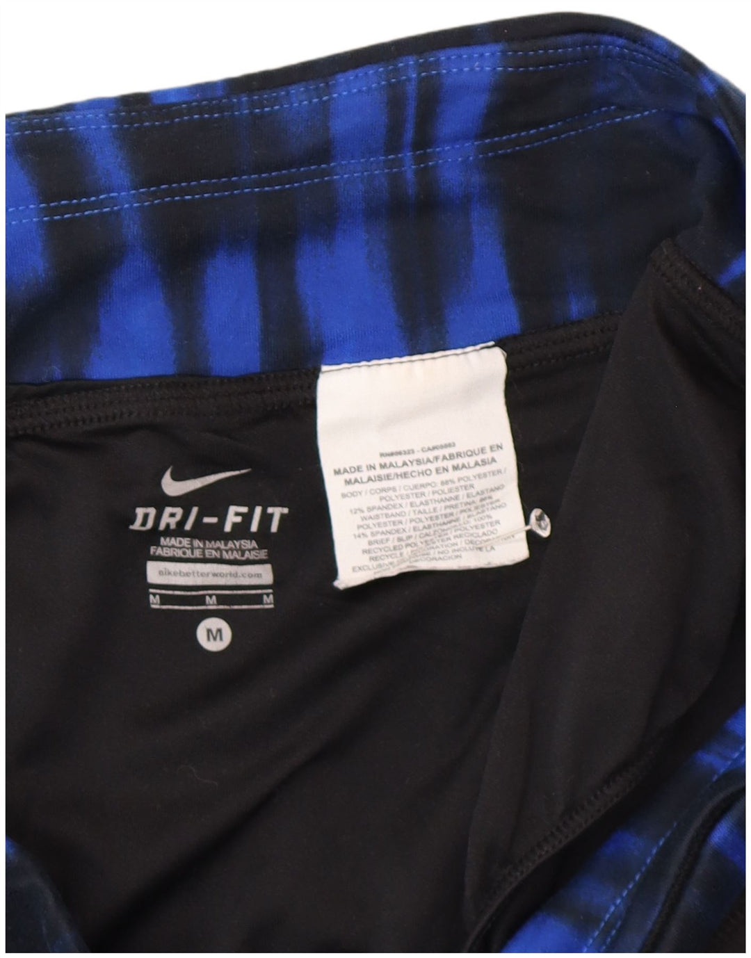 NIKE Womens Dri Fit Sport Shorts UK 14 Medium Black Tie Dye Polyester