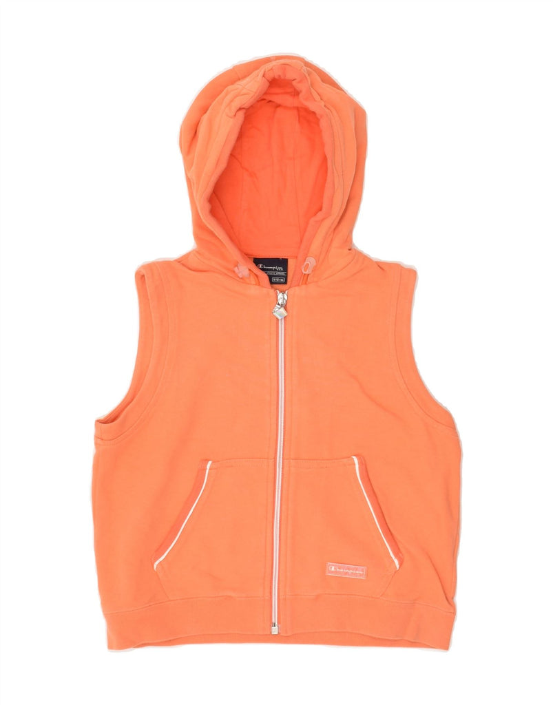 CHAMPION Boys Sleeveless Zip Hoodie Sweater 9-10 Years Orange Cotton | Vintage Champion | Thrift | Second-Hand Champion | Used Clothing | Messina Hembry 