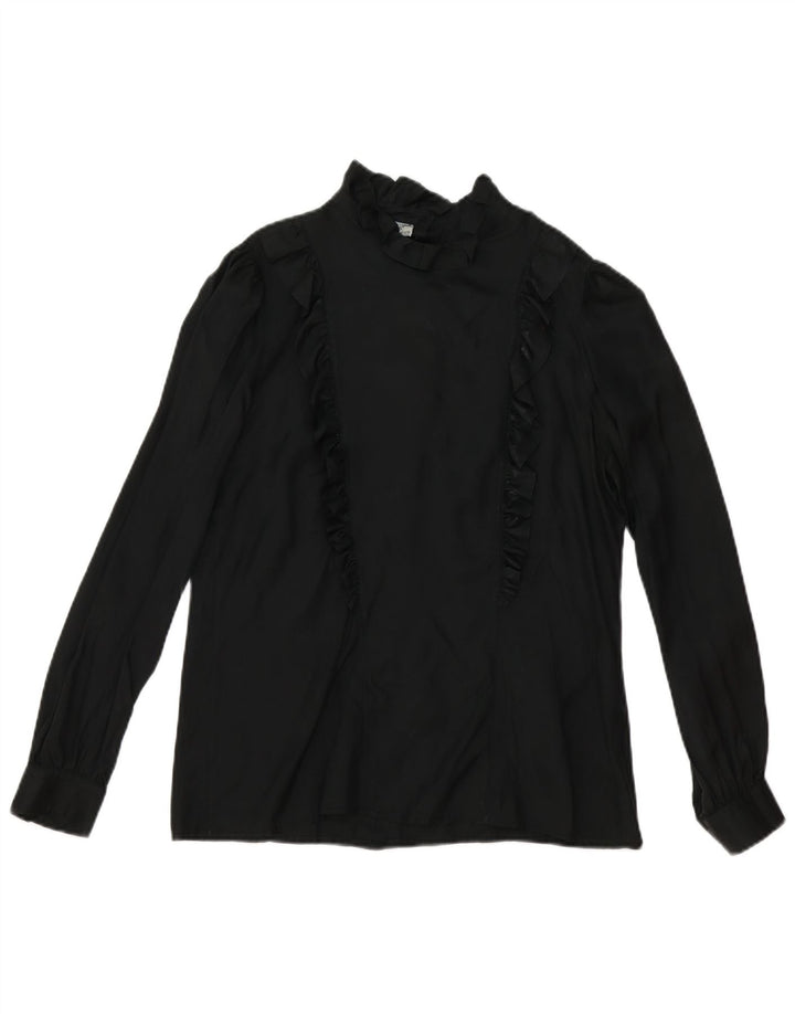 Primavera Firenze Womens Long Sleeve Oversized Blouse Top US 3 XS Black