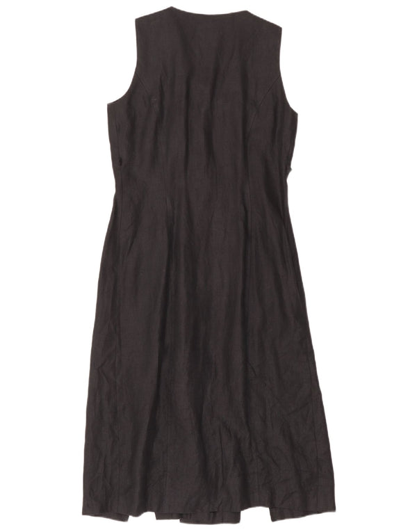 Vintage Womens Sleeveless Shirt Dress IT 42 Medium Black Herringbone