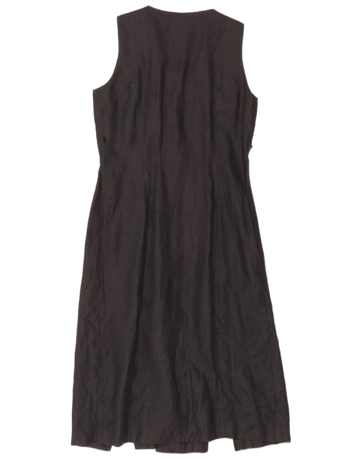 Vintage Womens Sleeveless Shirt Dress IT 42 Medium Black Herringbone