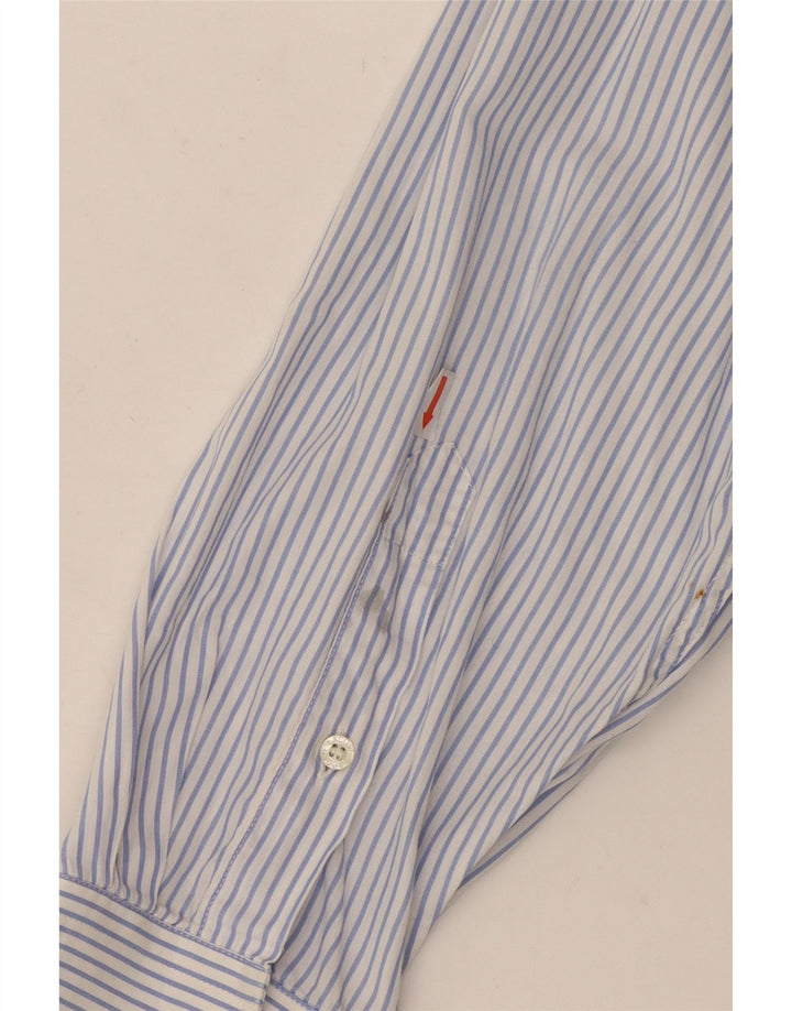 LACOSTE Mens Shirt Size 42 Large Blue Pinstripe Cotton