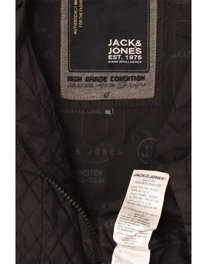 Jack & Jones Mens Quilted Jacket UK 44 2XL Grey Nylon