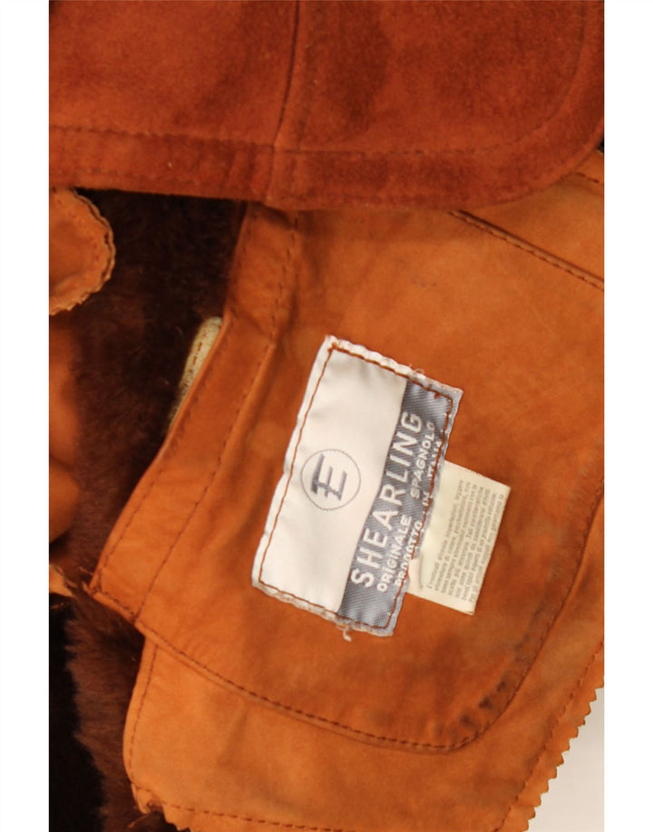 Vintage Mens Shearling Jacket UK 40 Large Brown Shearling