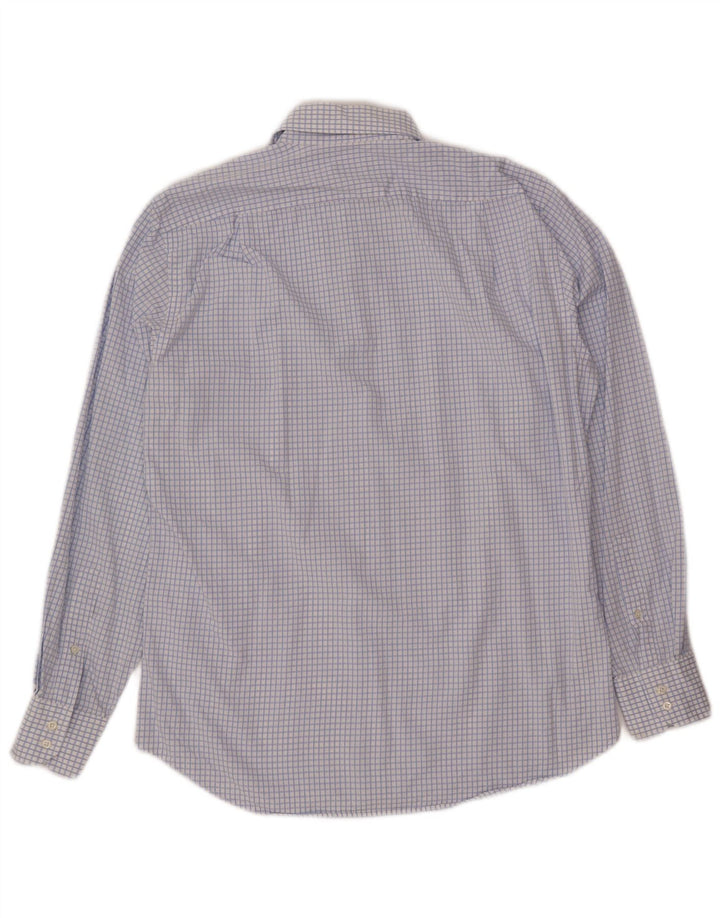 Hugo Boss Mens Shirt Size 40 15 3/4 Medium Blue Gingham Cotton