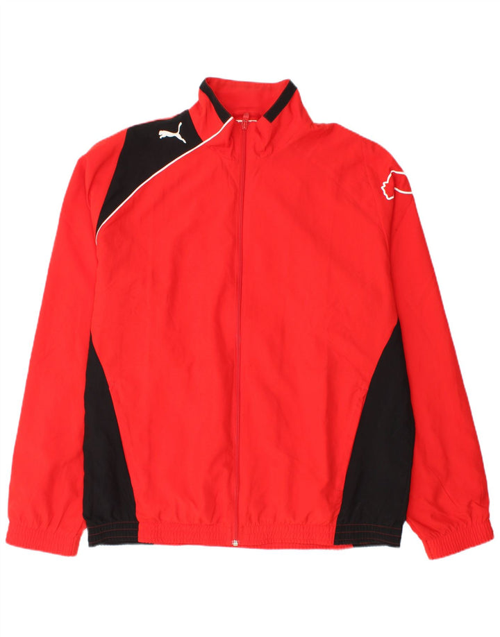 Puma Mens Graphic Tracksuit Top Jacket Large Red Colourblock Polyester