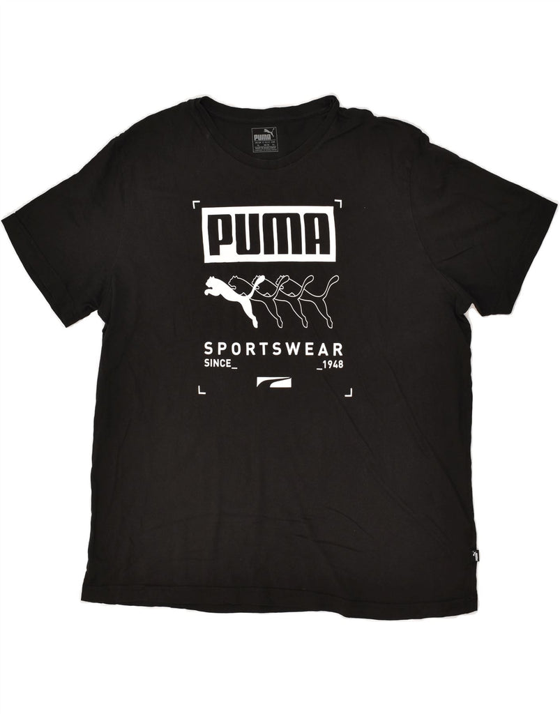 PUMA Mens Graphic T-Shirt Top XL Black Cotton | Vintage Puma | Thrift | Second-Hand Puma | Used Clothing | Messina Hembry 