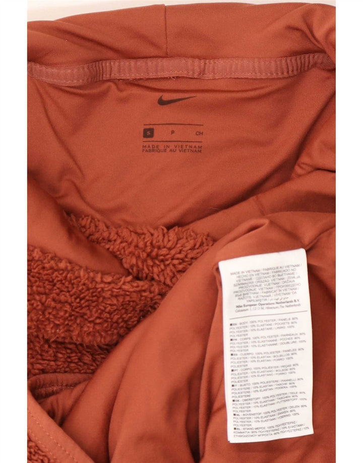 Nike Womens Hooded Oversized Fleece Jumper UK 10 Small Brown Polyester