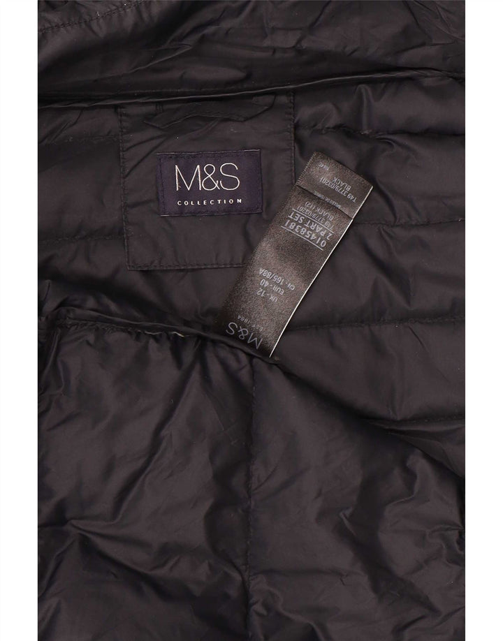 Marks & Spencer Womens Hooded Padded Coat UK 12 Medium Black Polyamide