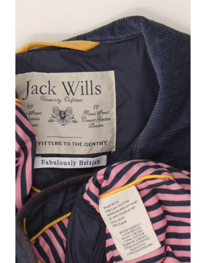 Jack Wills Womens Quilted Jacket UK 14 Medium Navy Blue Nylon