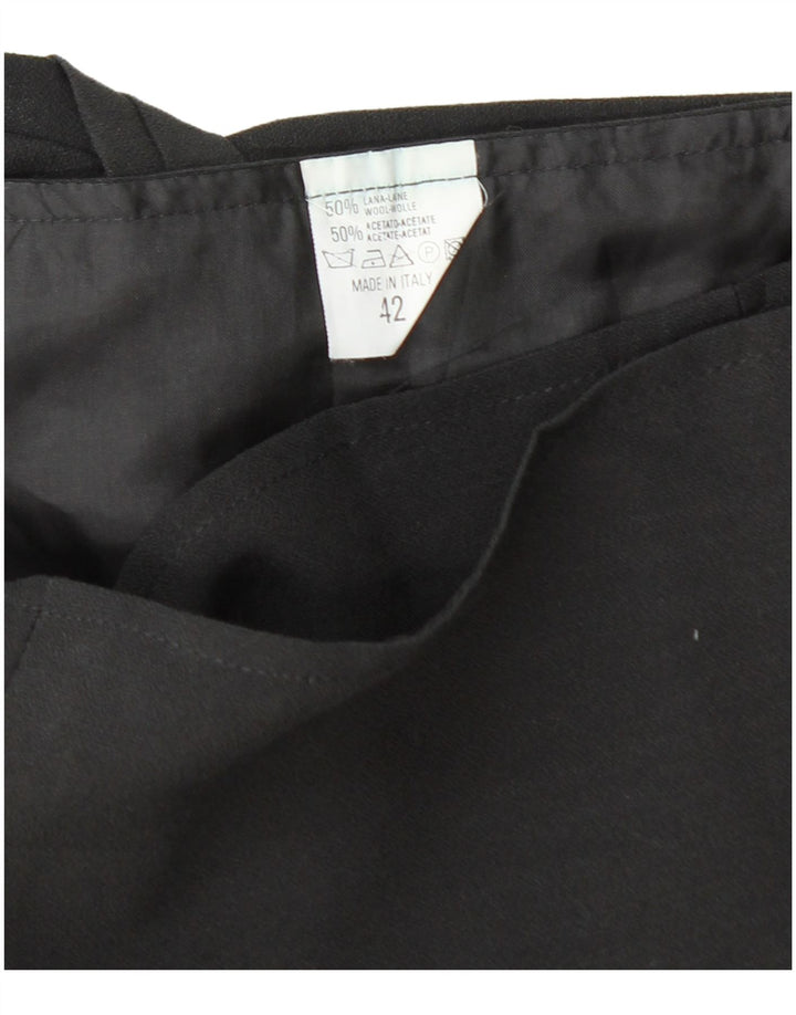 VINTAGE Womens Mini Wrap Skirt IT 42 Medium W26 Black Wool