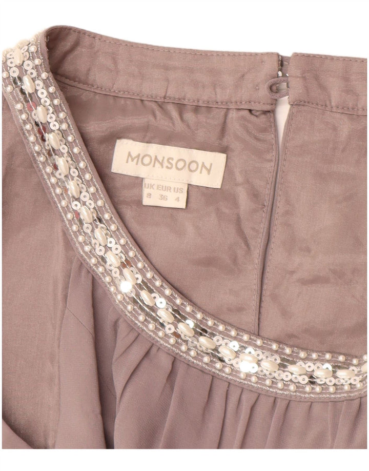 Monsoon Womens Sleeveless Maxi Dress UK 8 Small Grey Polyester