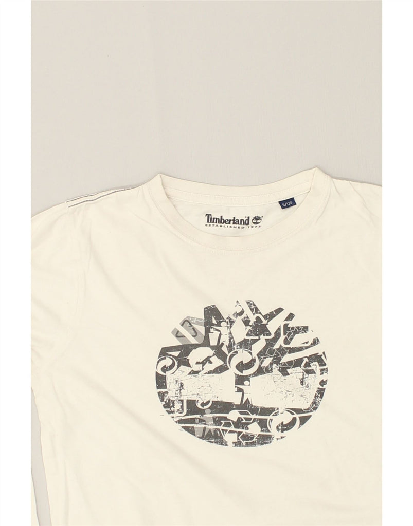 TIMBERLAND Boys Graphic T-Shirt Top 7-8 Years White Cotton | Vintage Timberland | Thrift | Second-Hand Timberland | Used Clothing | Messina Hembry 