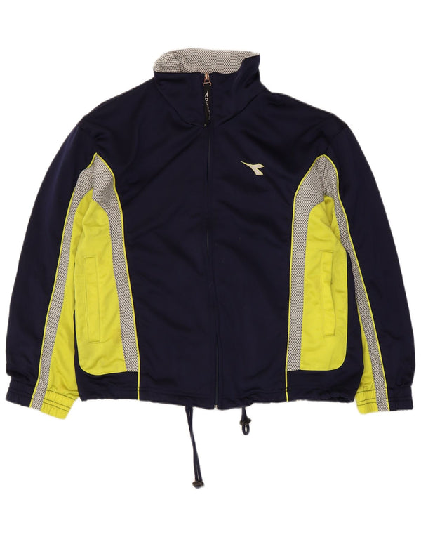 Diadora Mens Tracksuit Top Jacket UK 32 2XS Navy Blue Colourblock Polyester
