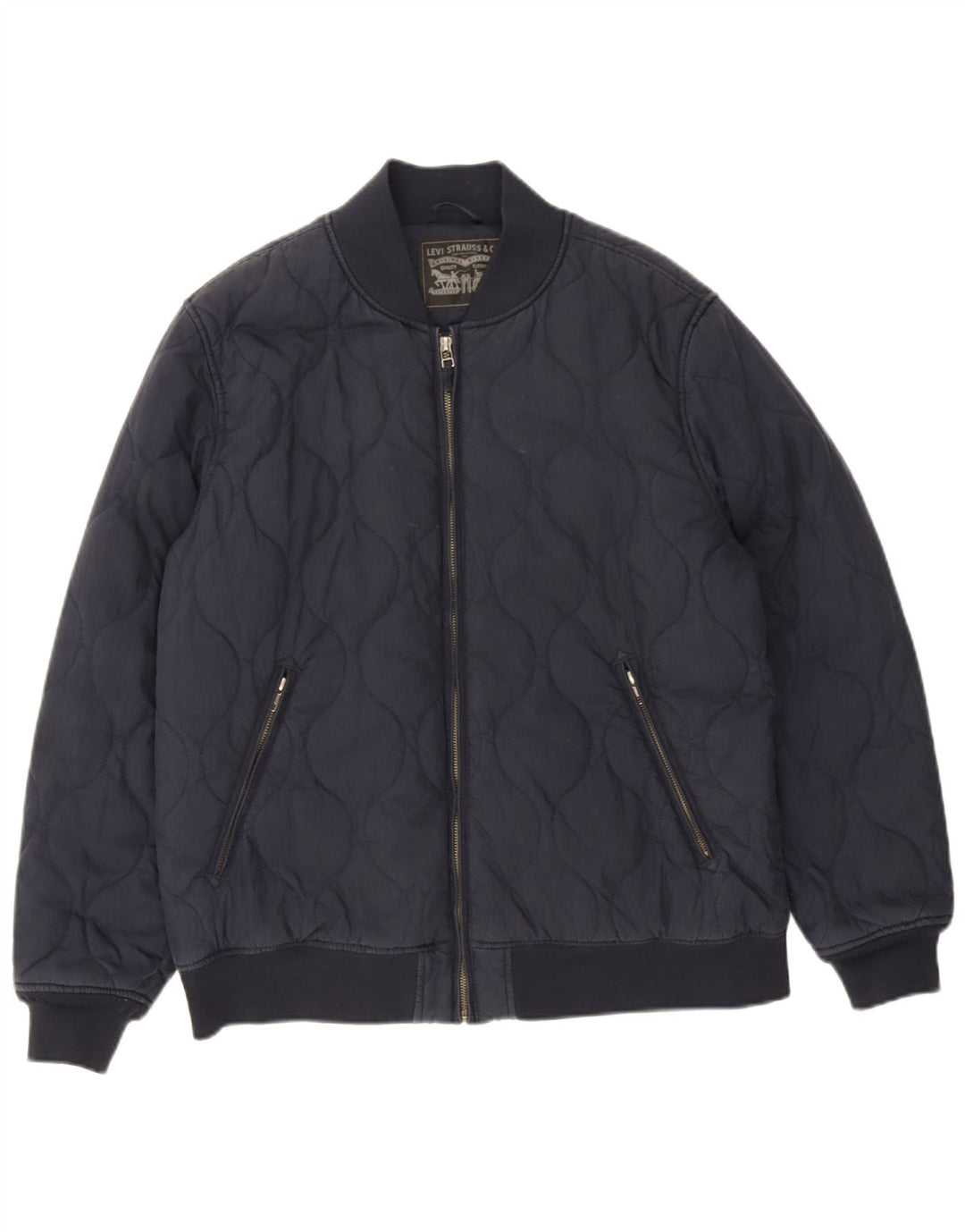 Levi's Mens Bomber Padded Jacket UK 42 XL Navy Blue Cotton