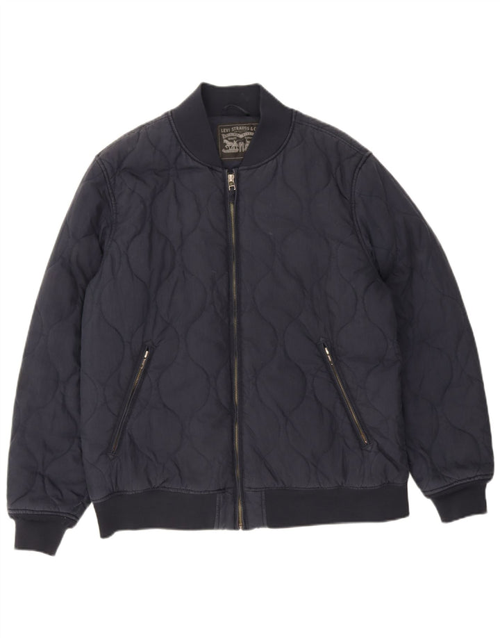 Levi's Mens Bomber Padded Jacket UK 42 XL Navy Blue Cotton