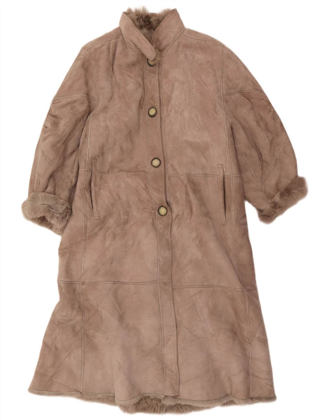 Vintage Womens Shearling Coat UK 16 Large Brown