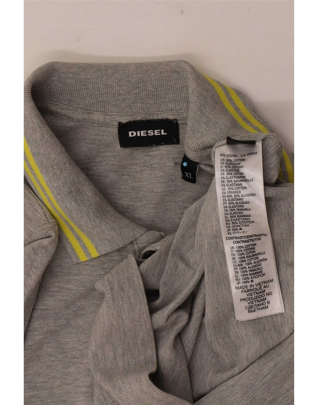 Diesel Mens Polo Shirt XL Grey Striped Cotton