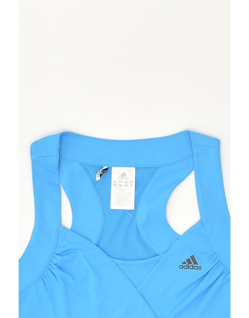 ADIDAS Womens Vest Top UK 16 Large Blue Polyester | Vintage Adidas | Thrift | Second-Hand Adidas | Used Clothing | Messina Hembry 