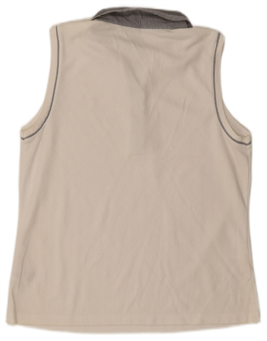 IZOD Womens Sleeveless Polo Shirt UK 14 Large White Cotton