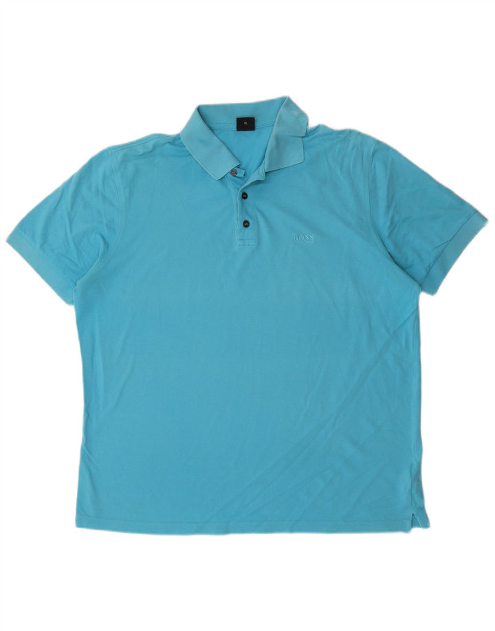 Hugo Boss Mens Polo Shirt XL Blue Cotton