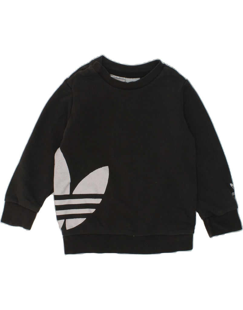 ADIDAS Baby Boys Graphic Sweatshirt Jumper 12-18 Months Black Cotton | Vintage Adidas | Thrift | Second-Hand Adidas | Used Clothing | Messina Hembry 