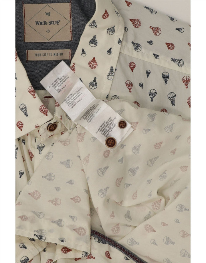 WHITE STUFF Mens Classic Fit Shirt Medium White Spotted Cotton